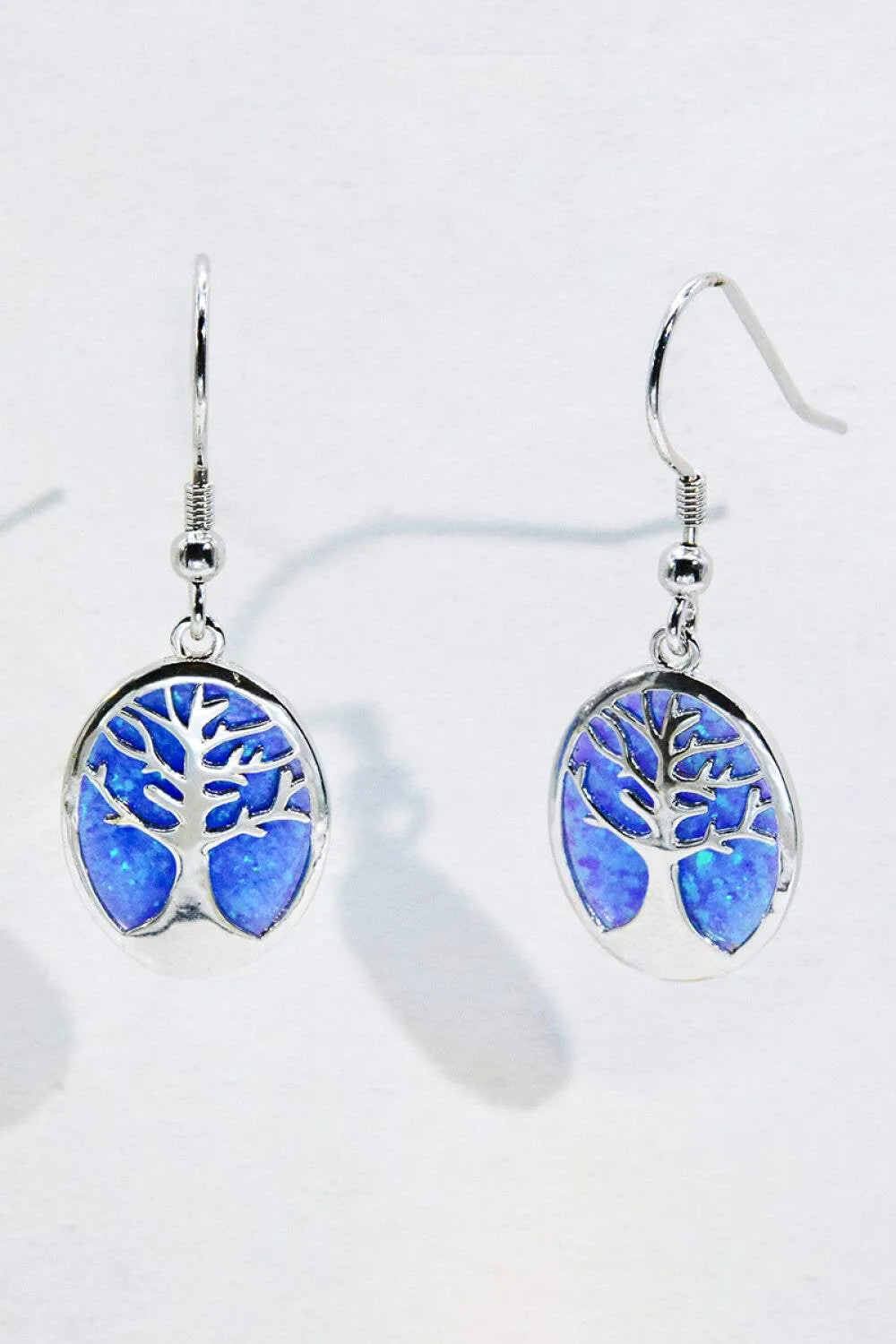 Opal Blue Platinum-Plated Drop Earrings Opal - Tophatter Daily Deals